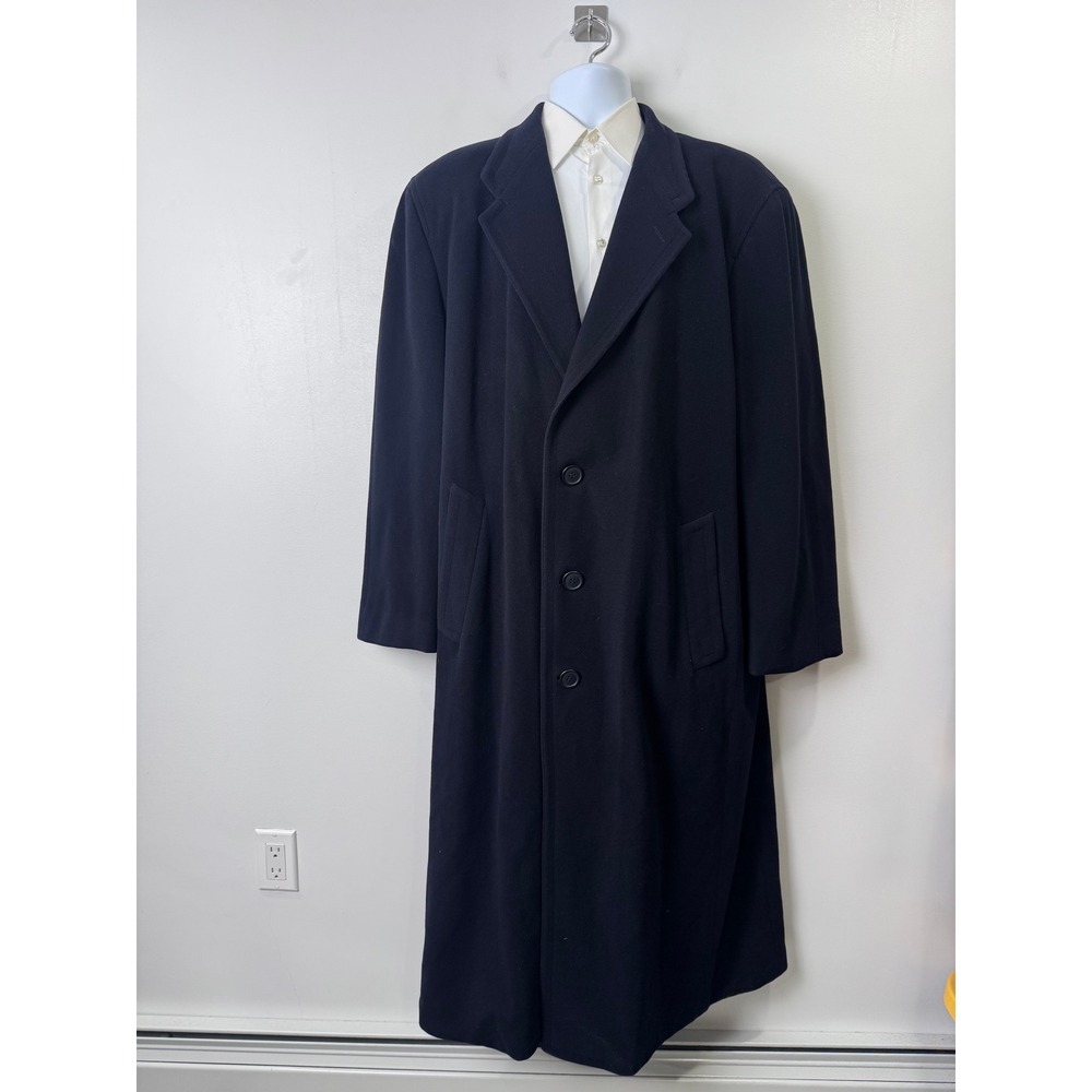 Giorgio Armani Men Navy Topcoat Cashmere Wool Long Overcoat 40